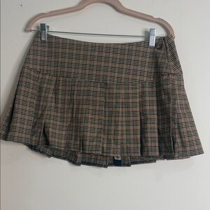 Fashion Nova Checkered Tan Mini Skirt